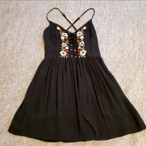 Abercrombie Fitch S Floral Embroidery Corset Lace Up Dress